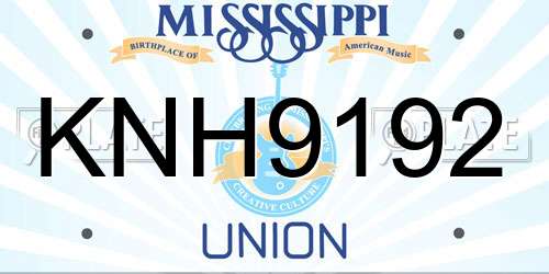 KNH9192 Mississippi License Plate