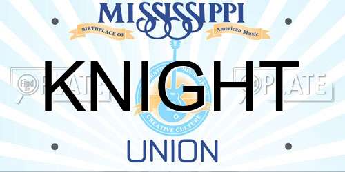 KNIGHT Mississippi License Plate