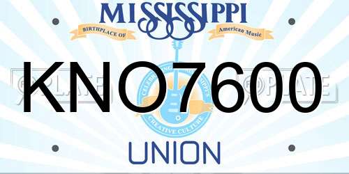 KNO7600 Mississippi License Plate