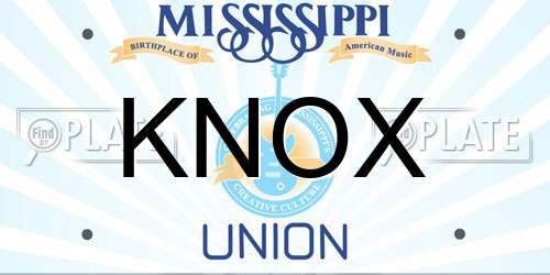 KNOX Mississippi License Plate