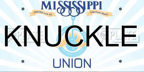 KNUCKLE Mississippi License Plate