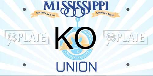 KO Mississippi License Plate