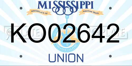 KO02642 Mississippi License Plate