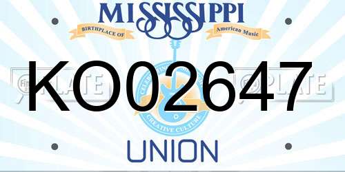 KO02647 Mississippi License Plate