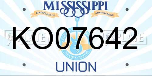 KO07642 Mississippi License Plate