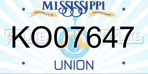 KO07647 Mississippi License Plate