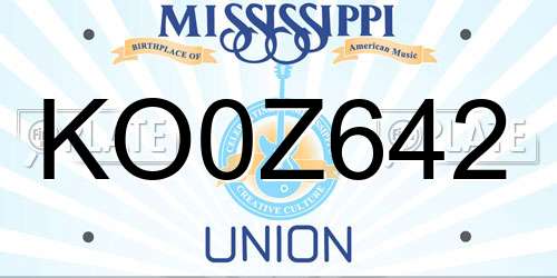 KO0Z642 Mississippi License Plate