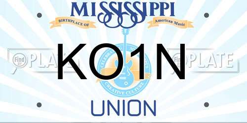 KO1N Mississippi License Plate
