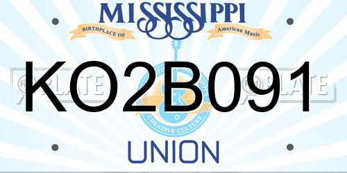 KO2B091 Mississippi License Plate