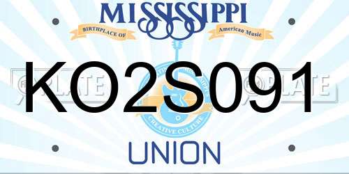 KO2S091 Mississippi License Plate