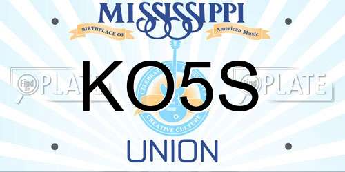 KO5S Mississippi License Plate