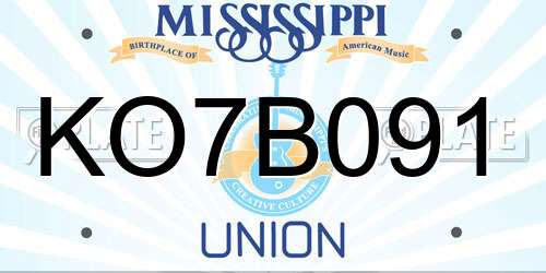 KO7B091 Mississippi License Plate