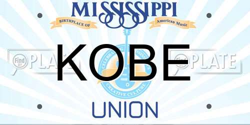 KOBE Mississippi License Plate