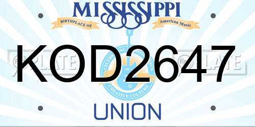 KOD2647 Mississippi License Plate