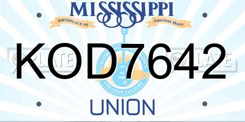 KOD7642 Mississippi License Plate