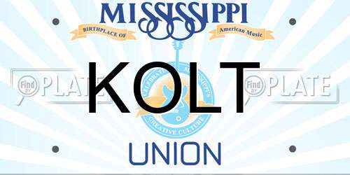 KOLT Mississippi License Plate