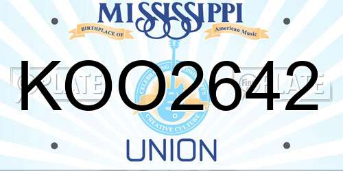 KOO2642 Mississippi License Plate