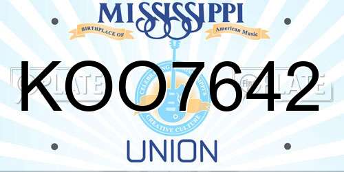 KOO7642 Mississippi License Plate
