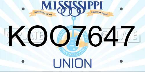 KOO7647 Mississippi License Plate