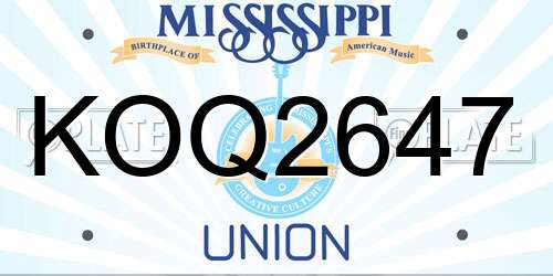 KOQ2647 Mississippi License Plate