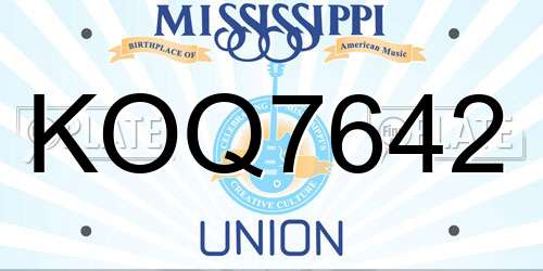 KOQ7642 Mississippi License Plate