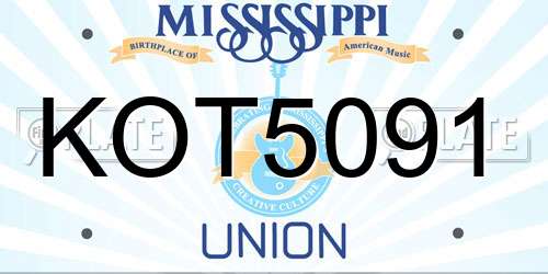KOT5091 Mississippi License Plate