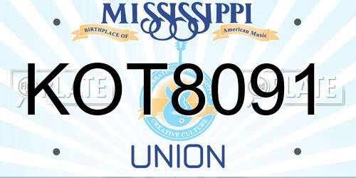KOT8091 Mississippi License Plate