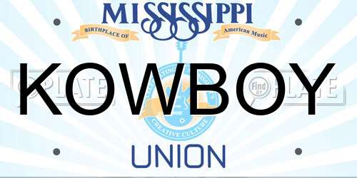 KOWBOY Mississippi License Plate