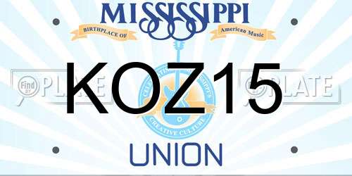 KOZ15 Mississippi License Plate