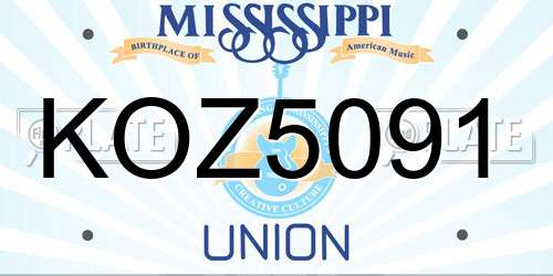 KOZ5091 Mississippi License Plate