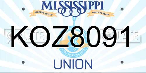 KOZ8091 Mississippi License Plate