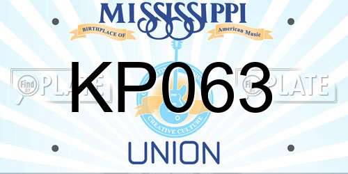 KP063 Mississippi License Plate