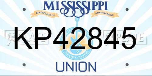 KP42845 Mississippi License Plate