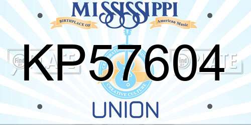 KP57604 Mississippi License Plate