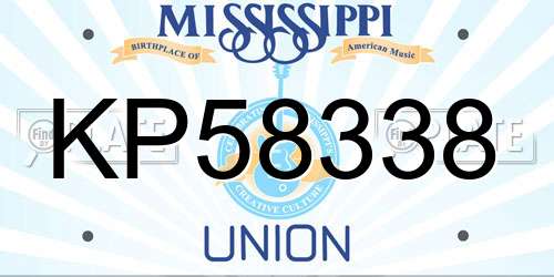 KP58338 Mississippi License Plate