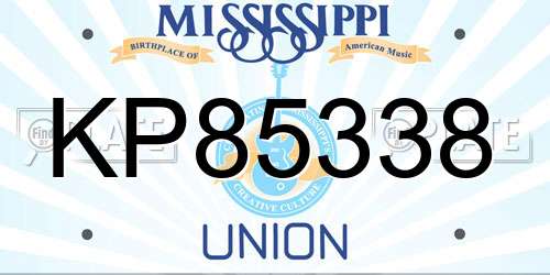 KP85338 Mississippi License Plate