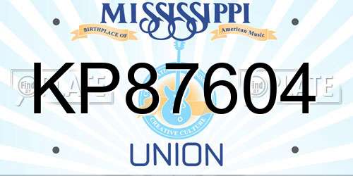 KP87604 Mississippi License Plate