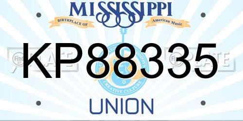 KP88335 Mississippi License Plate