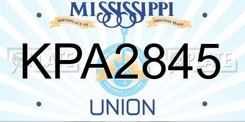 KPA2845 Mississippi License Plate