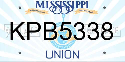 KPB5338 Mississippi License Plate