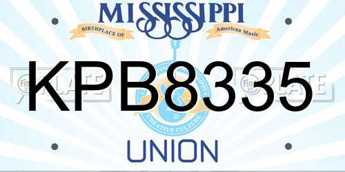 KPB8335 Mississippi License Plate