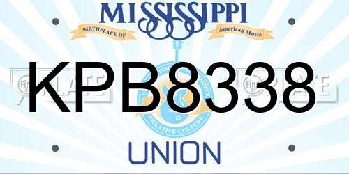 KPB8338 Mississippi License Plate