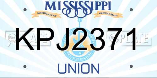 KPJ2371 Mississippi License Plate