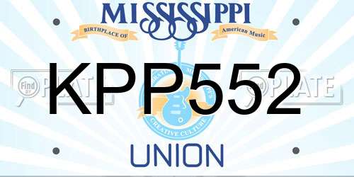 KPP552 Mississippi License Plate