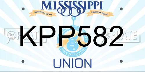 KPP582 Mississippi License Plate