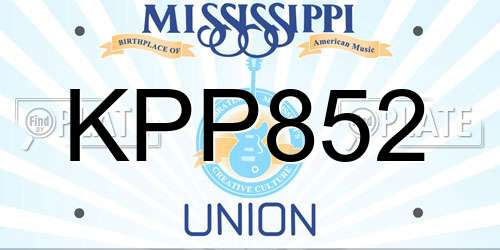 KPP852 Mississippi License Plate