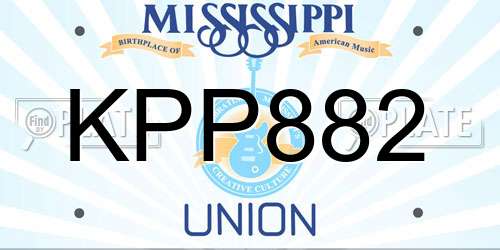 KPP882 Mississippi License Plate