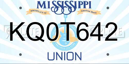 KQ0T642 Mississippi License Plate