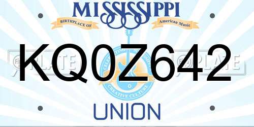 KQ0Z642 Mississippi License Plate