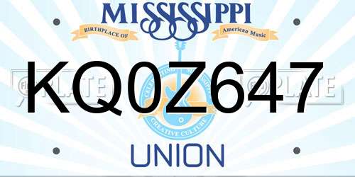 KQ0Z647 Mississippi License Plate